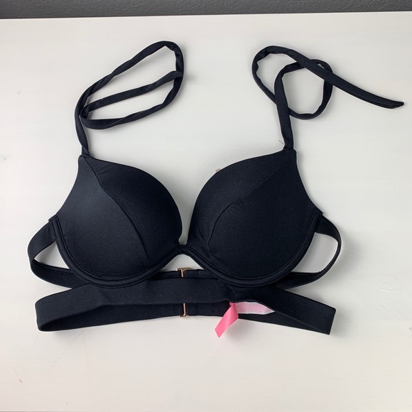 Victoria Secret Swim Black Halter Bikini Top 34B